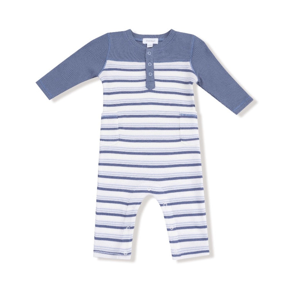NWT Blue Vintage Stripe Waffle Knit Romper by Angel Dear